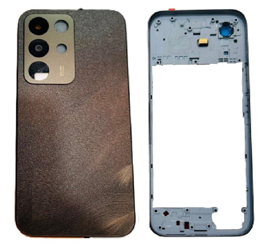 Compatible Replacement Realme C85 5G Full Body Housing Replacement Back Frame Middle Chassis with Side Keys – Blue, Brown & Purple Color: BROWN
